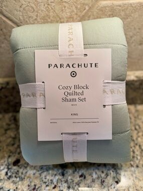 NWT Parachute Quilted Cotton King Sham Set - Sage Green